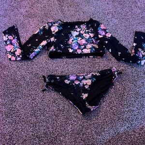O'Neill Kids Swim Set - Black with Pink and Blue Floral